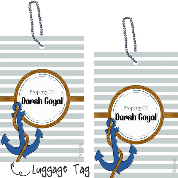 Luggage Tags -  Nautical Pattern - Pack of 2 Tags - PREPAID ONLY