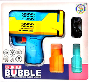 Rechargeable Bubble Gun with LED Lights and Two Bottle