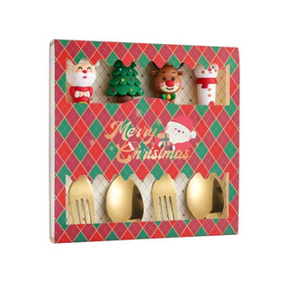 Christmas Design Spoon & Fork Set for Kids | Festive Mealtime Tableware