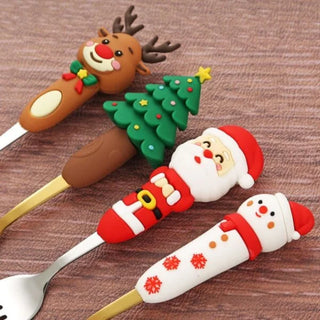 Christmas Design Spoon & Fork Set for Kids | Festive Mealtime Tableware