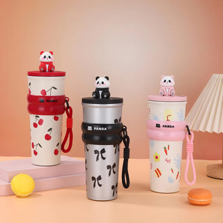 Cute Panda Coffee Tumbler 700ML – Leakproof Portable Reusable Water Bottle