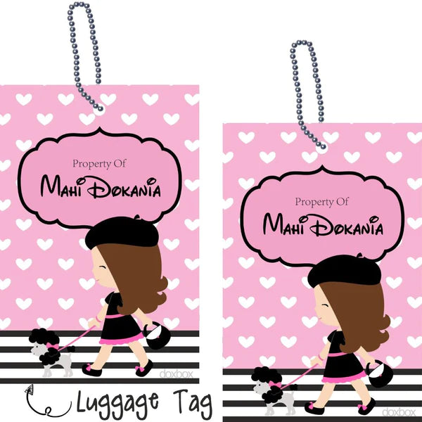 Luggage Tags - Paris Dog - Pack of 2 Tags - PREPAID ONLY