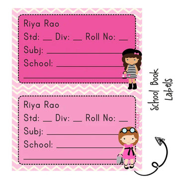 School Book Labels - Paris Girl - Pack of 36 labels - (PREPAID ONLY)