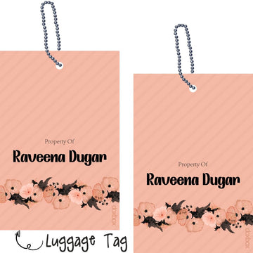 Luggage Tags -  Peach Stripe - Pack of 2 Tags - PREPAID ONLY