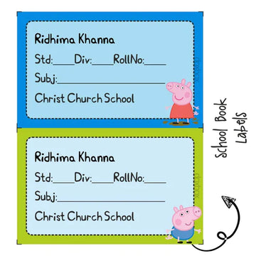 School Book Labels - Peppa Pig - Pack of 36 labels - PREPAID ONLY