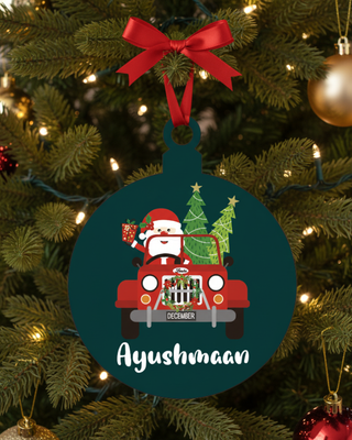 Personalised Ornaments - Santa Driving On Jeep (PREPAID ORDER)