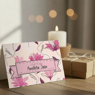 Personalised Gift Notecard - Pink Tulips (18pcs) (PREPAID ONLY) (Dispatch in 5-6 Days)