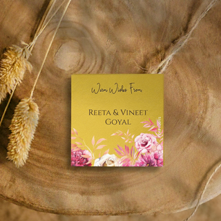 Golden Gift Tag - Pink Flowers (PREPAID)