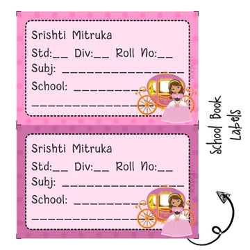 School Book Labels - Princess - Pack of 36 labels - PREPAID ONLY
