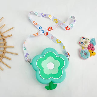 Cute Flower shaped Silicon Sling Bag with Mirror, Comb, Hair Clip and Key Chain