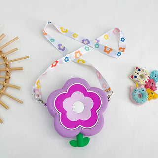 Cute Flower shaped Silicon Sling Bag with Mirror, Comb, Hair Clip and Key Chain