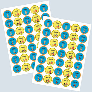 Round Waterproof Labels - Robot (77 Pcs) (PREPAID ONLY)