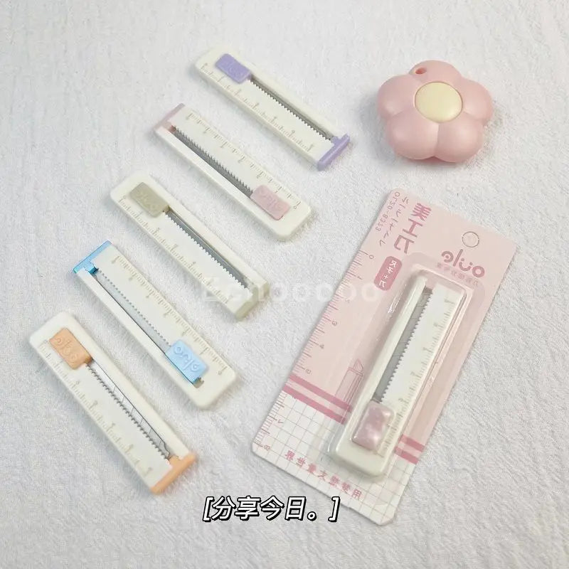 Mini Ruler Design Pocket Art & Craft Paper Cutter Knife (Random Colour)