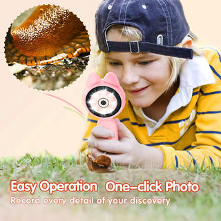 Cute Cat Digital Microscope with LED & Rechargeable Battery