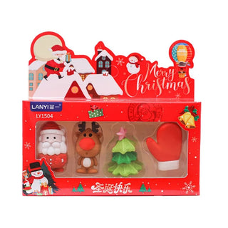 Christmas-Themed 3D Erasers for Kids (Pack of 4)