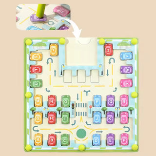 Small Parking Lot Wooden Magnetic Alphabet Maze Puzzle for Kid
