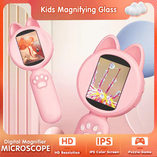 Cute Cat Digital Microscope with LED & Rechargeable Battery