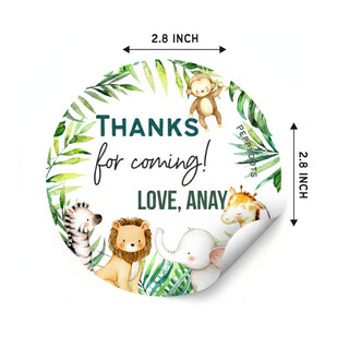 Round Thank You Label - Safari Animals (24 Pcs) (PREPAID ONLY) (Dispatch in 5-6 Days)
