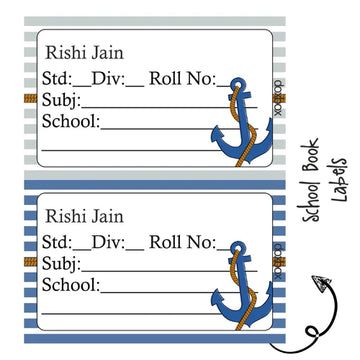 School Book Label - Nautical- Pack of 36 labels (PREPAID ONLY)