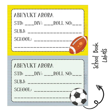 School Book Label - Sport Fun - Pack of 36 labels - PREPAID ONLY