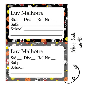 School Book Label - Sports - Pack of 36 labels (PREPAID ONLY)