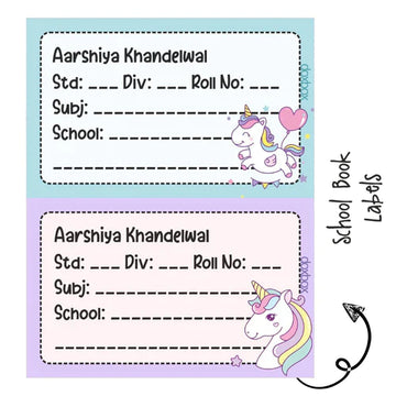 School Book Label - Unicorn Fun - Pack of 36 labels - PREPAID ONLY