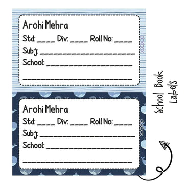 School Book Label - Whale - Pack of 36 labels - PREPAID ONLY