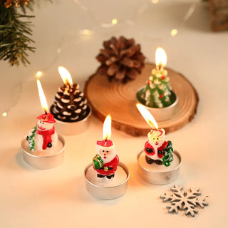 Christmas Theme 3D Design Wax Candles for Home Decor (Pack Of 12)