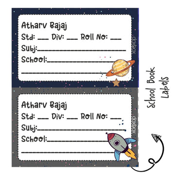 School Book Label - Space Rocket - Pack of 36 labels - (PREPAID ONLY)