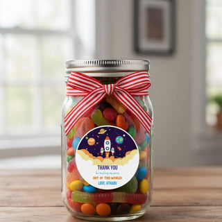 Round Thank You Label - Space (24 Pcs) (PREPAID ONLY) (Dispatch in 5-6 Days)