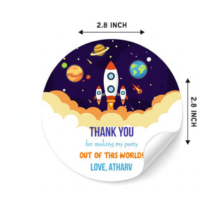 Round Thank You Label - Space (24 Pcs) (PREPAID ONLY) (Dispatch in 5-6 Days)
