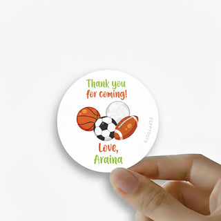 Round Thank You Label - Sports Fun (24 Pcs) (PREPAID ONLY) (Dispatch in 5-6 Days)