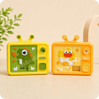 2-in-1 Mini TV Slide Puzzle & Abacus Toy for Kids | Dino & Duck
