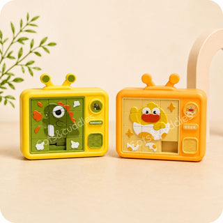 2-in-1 Mini TV Slide Puzzle & Abacus Toy for Kids | Dino & Duck