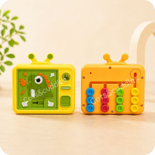 2-in-1 Mini TV Slide Puzzle & Abacus Toy for Kids | Dino & Duck