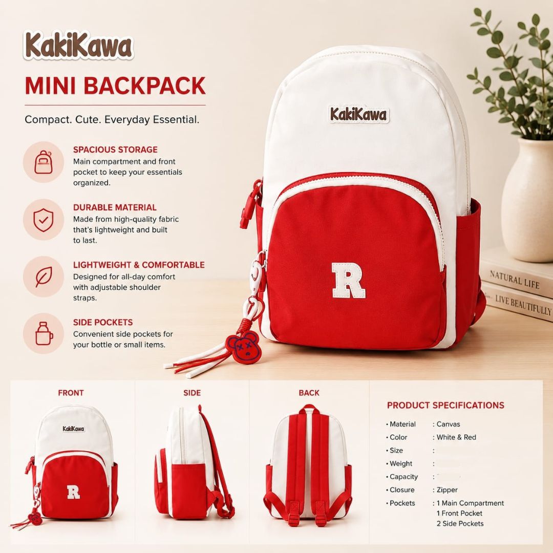 KakiKawa Mini Backpack – Cute Compact Bag for Kids & Teens – Cots and Cuddles