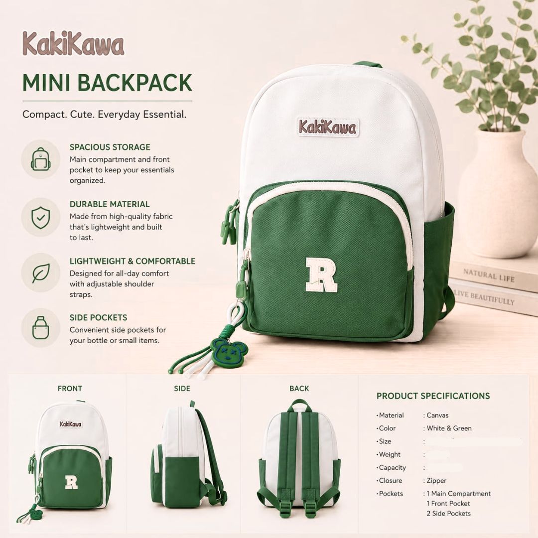 KakiKawa Mini Backpack – Cute Compact Bag for Kids & Teens – Cots and Cuddles