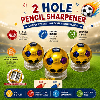 Football Star 2-Hole Pencil Sharpener | Gold Soccer Ball | Kids Stationery