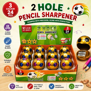 Football Star 2-Hole Pencil Sharpener | Gold Soccer Ball | Kids Stationery