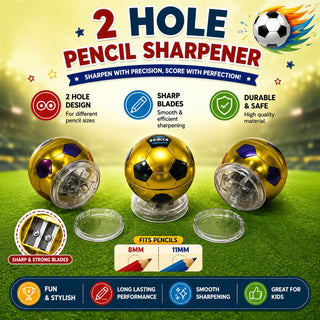 Football Star 2-Hole Pencil Sharpener | Gold Soccer Ball | Kids Stationery