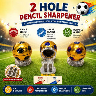 Football Star 2-Hole Pencil Sharpener | Gold Soccer Ball | Kids Stationery