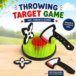 Kids Throwing Target Game Set – Soft Axe & Ninja Star with Adhesive Wall Hook