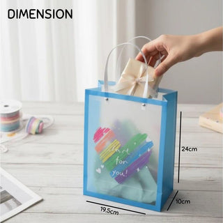 Transparent Pvc Rainbow Gift Bags for Kids | Birthday Party Bags with Handles (Pack Of 12) (Small)