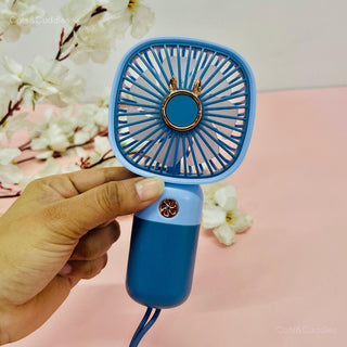 Cute Bunny Mini Handheld Fan with Lanyard | USB Rechargeable Portable Fan for Kids