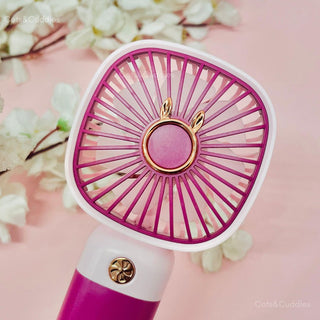 Cute Bunny Mini Handheld Fan with Lanyard | USB Rechargeable Portable Fan for Kids