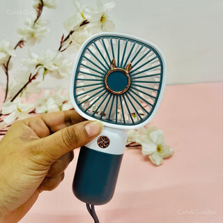 Cute Bunny Mini Handheld Fan with Lanyard | USB Rechargeable Portable Fan for Kids