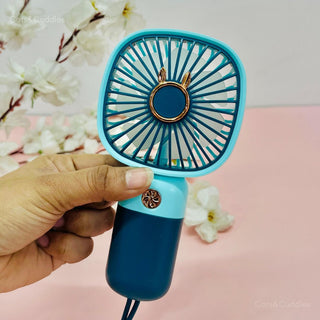 Cute Bunny Mini Handheld Fan with Lanyard | USB Rechargeable Portable Fan for Kids