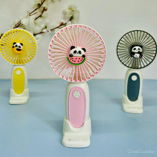 Cute Panda Mini Handheld Fan for Kids – USB Rechargeable Portable Desk Fan