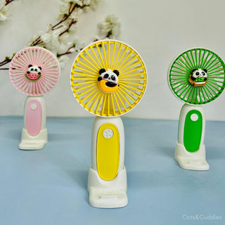 Cute Panda Mini Handheld Fan for Kids – USB Rechargeable Portable Desk Fan