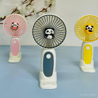 Cute Panda Mini Handheld Fan for Kids – USB Rechargeable Portable Desk Fan